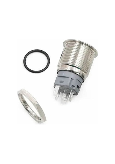 16mm Metal Panel Montaj Düz Kafa Latch Buton No Nc Power Sembol Led Işıkl Dc 6a-12v Ac 3a 250v Ip67