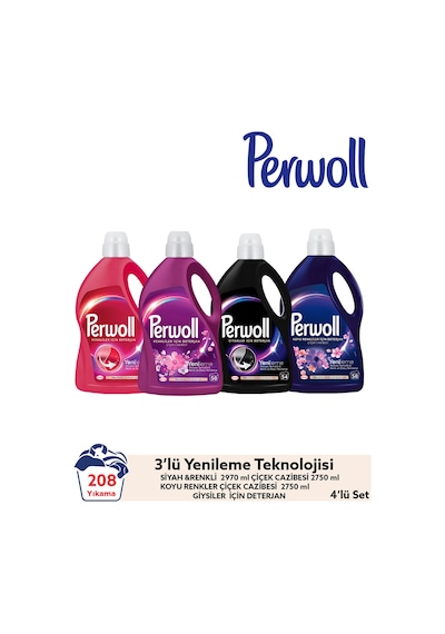 Perwoll Hassas Bakım Sıvı Çamaşır Deterjanı 208 Yıkama 4'lü Set
