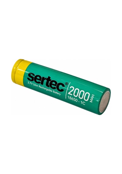 Sertec 18650 3.7v 2000mah 1c Li-ion Düz Kafa Şarjlı Pil