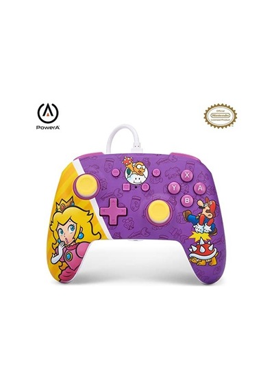 Switch İçin Geliştirilmiş Kablolu Controller Princess Peach Battle, Gamepad, Oyun Kumandası, Kablolu Denetleyici, Resmi Lisanslı Sku: Zeusb0bvc47gqz