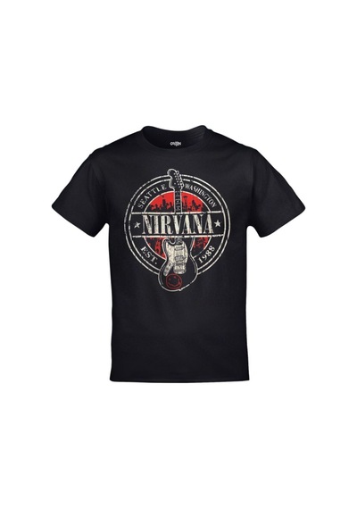 Kalic Studio Nirvana Gitar Est. 1988 Baskılı Unisex Siyah Siyahorj22