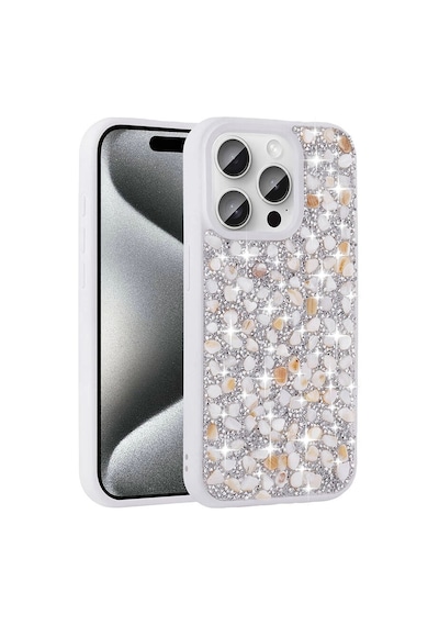 Apple Uyumlu iPhone 15 Pro Kılıf Parlak Taşlı Tasarım Zore Linea Diamond Kapak Çok Renkli