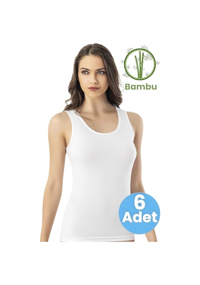 Tezzgelsin Kadın 6'lı Kalın Askılı Bambu Atlet Beyaz