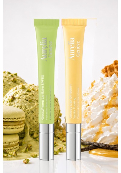 Creamy Spf Pairs - Güneşten Koruyucu & Dolgunlaştırıcı, Nemlendirici Etkili İkili Lip Balm Seti Bej & Altın Işıltılı Şeffaf