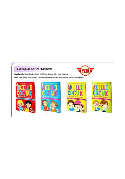 Boyama Akıllı Çocuk 4 Kitap Seti Gelişim Etkinlikleri