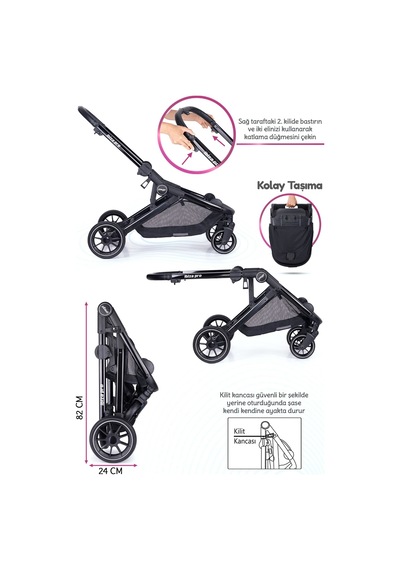 Prego İbiza New Pro İkiz Bebek Arabası Siyah