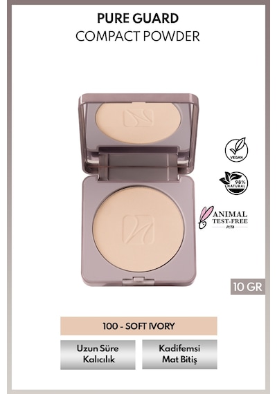 Pureguard Compact Powder100 Soft Ivory Mat Bitişli Fırınlanmış Toz Pudra