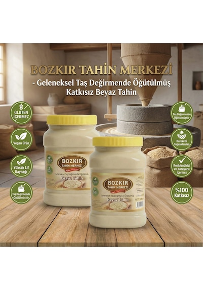 Bozkır Tahin Merkezi Taş Değirmen Doğal Beyaz Tahin 935 Gr X2 Adet Katkısız&vegan