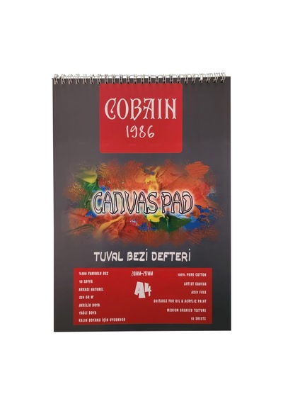 Bordo Sanat Taha Demir Cobain 1986 Canvas Pad Tuval Bezi Defteri Akrilik, Yağlıboya, Guaj Defteri A5