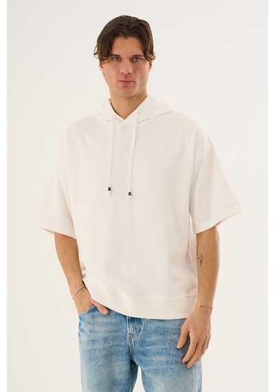 Alexander Gardi Cropped Kapüşonlu Kısa Kollu Sweatshirt Beyaz