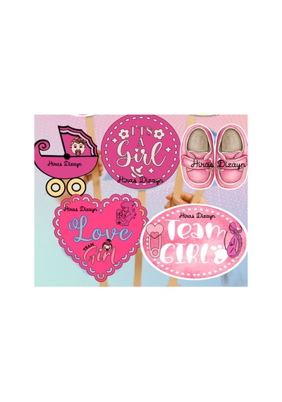 Pembe Kız Bebek Baby Shower Konuşma Balonu Seti 8 Adet Büyük Boy
