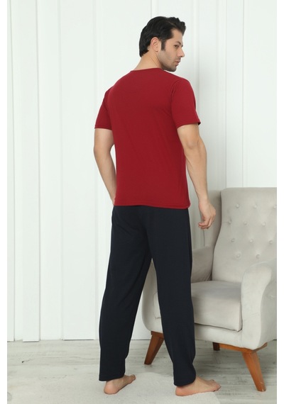 Wordex Falkom 8180 Pamuklu Penye Erkek Düğmeli Kısa Kollu Pijama Takımı Bordo Wordex Falkom 8180 Pamuklu Penye Erkek Düğmeli Kısa Kollu Pijama Takımı Bordo