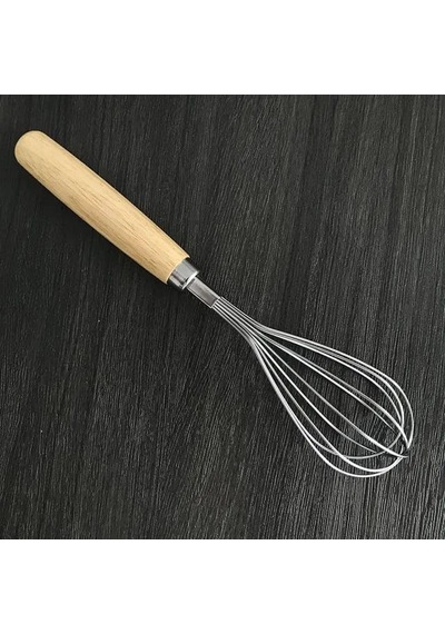 Ahşap Saplı Paslanmaz Çelik Çırpma Teli,yumurta,ayran Ve Pasta İçin Çırpıcı 1