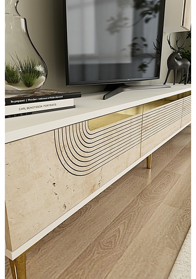 Tsa1805btg - Meyra Tsa180 Tv Stand, Tv Sehpası Ve Tv Ünitesi Beyaz-traverten-gold 180cm Tsa1805btg - Meyra Tsa180 Tv Stand, Tv Sehpası Ve Tv Ünitesi Beyaz-traverten-gold 180cm