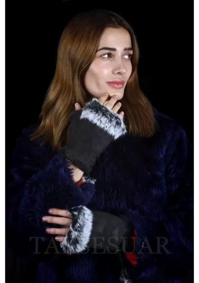 Kadın Eldiven Parmaksız Tasarım Kenarları Tüylü Model Ayarlanabilir Beden 73010873