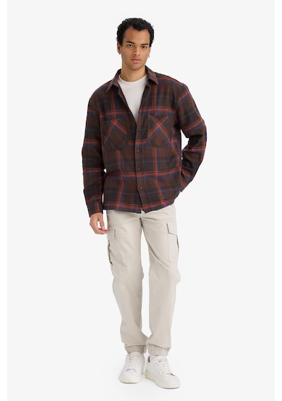 Defacto Regular Fit Polo Yaka Kareli Flanel Uzun Kollu Gömlek G2331ax25aubn339 Kahve-bn339