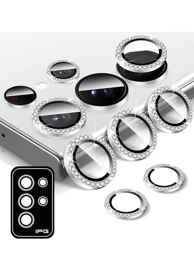 Galaxy Uyumlu S24 Ultra Ipg Kamera Lens Koruyucu Taşlı - Gümüş