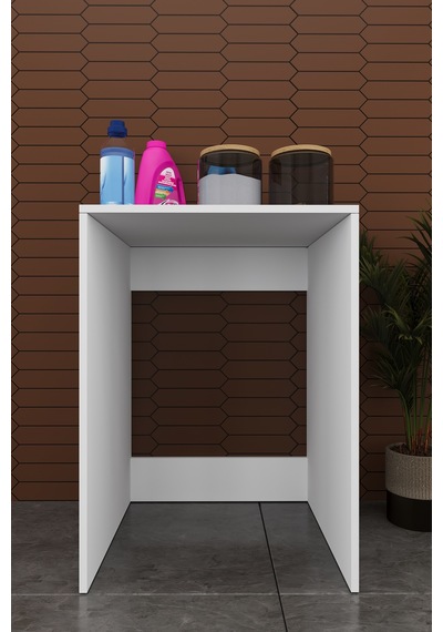 Lüks Çamaşır Makinesi Dolabı %100 Mdf Çamaşır Kurutma Banyo Dolabı Bd07 Beyaz