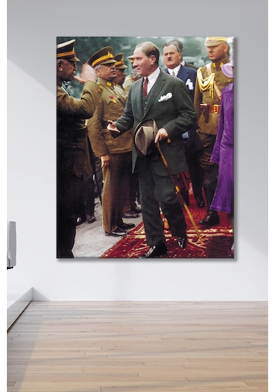 Atatürk'ün İstanbul Dolmabahçe Sarayı'nda Karşılanışı Kanvas Duvar Tablo 221479