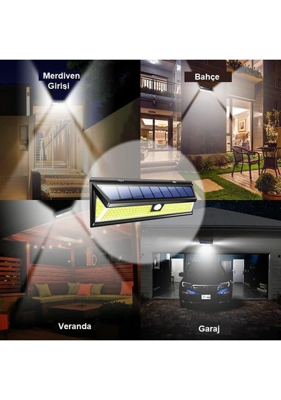 Solar 180 Led Güneş Enerjili Kumandalı 3 Modlu Duvar Lambası K