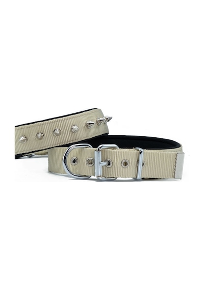 Doggie Konforlu Dokumadan El Yapımı Çivili Köpek Boyun Tasması 2.5 x 37-45 CM Haki
