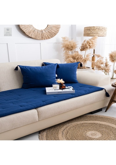 Premium Lacivert Keten Evcil Hayvan Dostu Koltuk Pedi 80x180 Lacivert