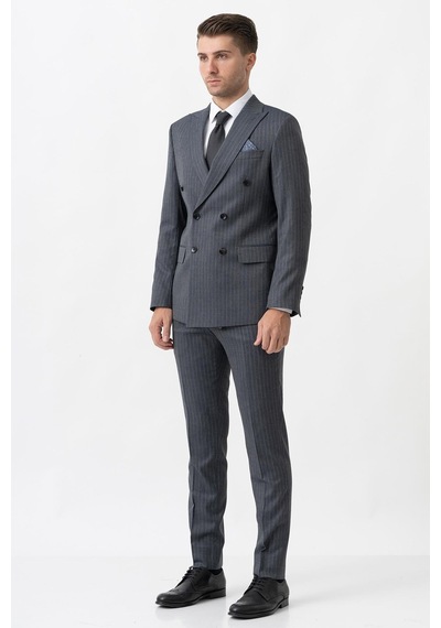 White Stone Arezzo T2004 Slim Fit 6 Drop Likralı Kruvaze Takım Elbise Desenli - 50 Antrasit White Stone Arezzo T2004 Slim Fit 6 Drop Likralı Kruvaze Takım Elbise Desenli - 50 Antrasit