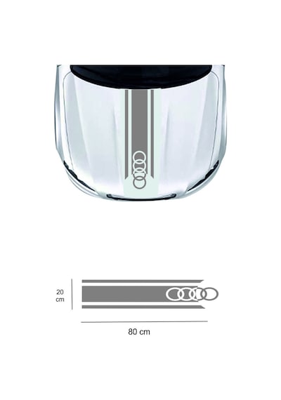 Audi İçin Uyumlu Aksesuar Oto Kaput Sticker Çift Şerit 80 20 Cm