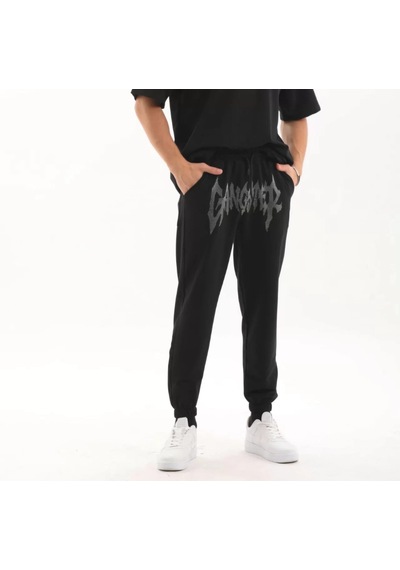 Modavra Unisex Taş Detaylı Eşofman Altı - Siyah 001