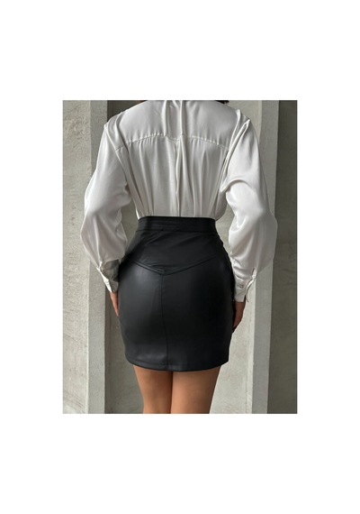 Verymoda Fermuarlı Deri Etek F0125 Siyah