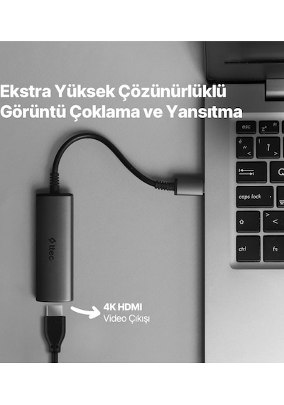 Ttec 4in1 100w Type C Çoğaltıcı Çevirici Hub, 2x Usb, 1x Pd Type C Ve 1x 4k Hdmi Girişli Çoğaltıcı Adaptör
