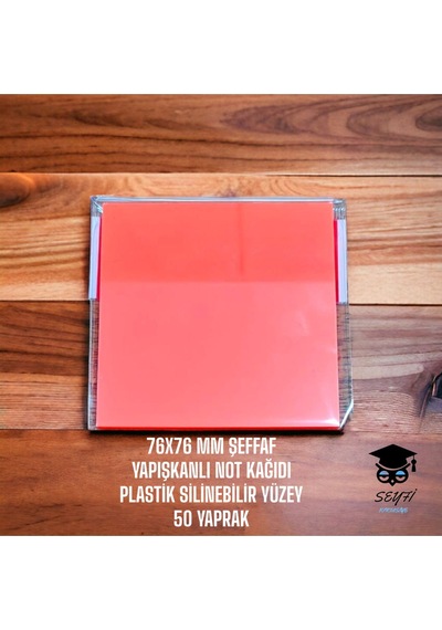 Turuncu 76x76 Mm Şeffaf Yapışkanlı Not Kağıdı Plastik Silinebilir Yüzey 50 Yaprak