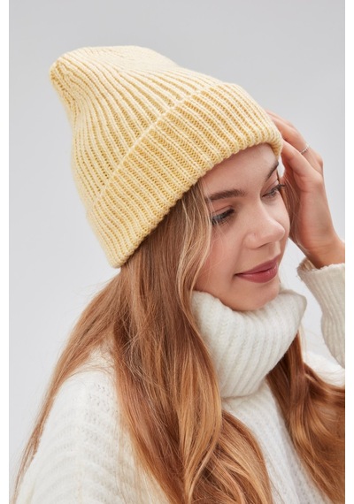 Derikem Basic Şık Standart Lüks Unisex Tiftik Bere Sarı