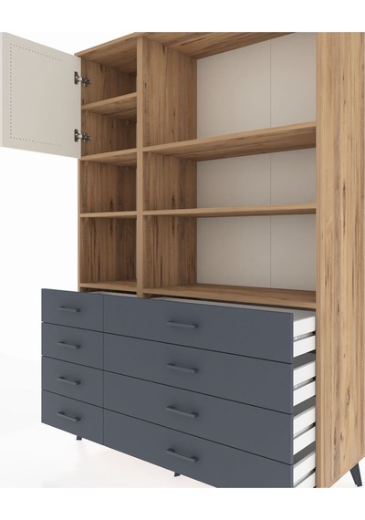 Hyperion Dolap 7 Raflı 8 Çekmeceli Tek Kapaklı 132x44x195 Çam-aytaşı/antrasit Aytası/antrasıt Hyperion Dolap 7 Raflı 8 Çekmeceli Tek Kapaklı 132x44x195 Çam-aytaşı/antrasit Aytası/antrasıt