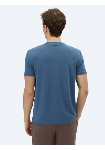 Kip İndigo Düz Bisiklet Yaka T-shirt İndigo