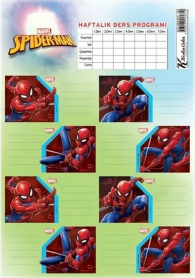 Keskin Color Okul Etiketi Spider Man Ders Programlı 3 Lü 220130-6 Renkli