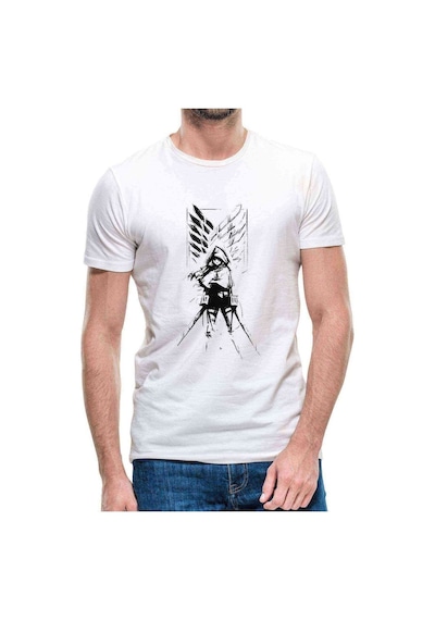 Anime Attack On Titan Baskılı Beyaz Erkek Tshirt (530982002)