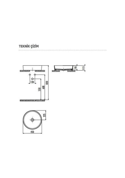 Creavit Loop LP145-00CB00E-0000 Yuvarlak Çanak Lavabo 45 CM