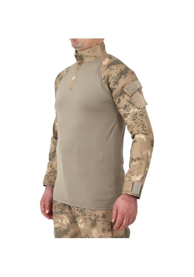 Çöl Kamuflaj Combat Tişört Mikrofiber Yan Kollar Cepli Fermuarlı Slimfit Kesim Kamuflaj Çöl Kamuflaj Combat Tişört Mikrofiber Yan Kollar Cepli Fermuarlı Slimfit Kesim Kamuflaj