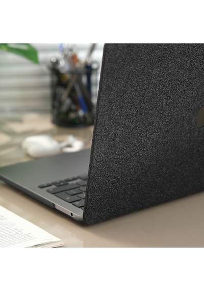 Macbook Air 13.6 Uyumlu M2 M3 M4 M5 Simli Kaplama Premium Tpu Sert Kılıf İnce Parlak Koruma Siyah