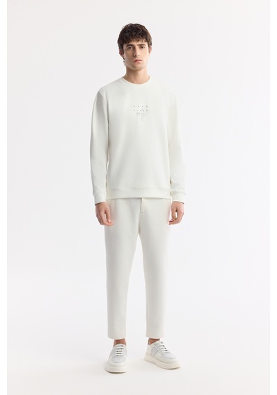 Avva Erkek Beyaz Klasik Bel Pamuklu Jersey Carrot Fit Pantolon A51y3013