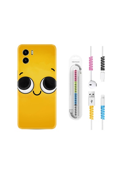 Vivo Y15S Kılıf Kablo Koruyuculu Yellow 1831