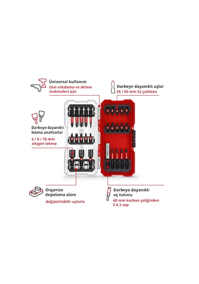 Einhell S-CASE 28 Parça Darbeye Dayanıklı Bits Uç Seti  - 49108703