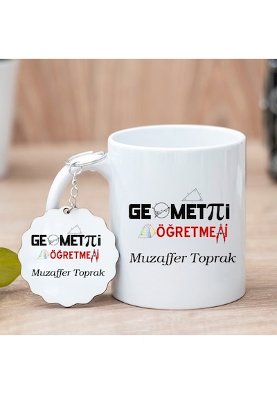 Geometri Öğretmeni Kupa Bardak Ve Anahtarlık