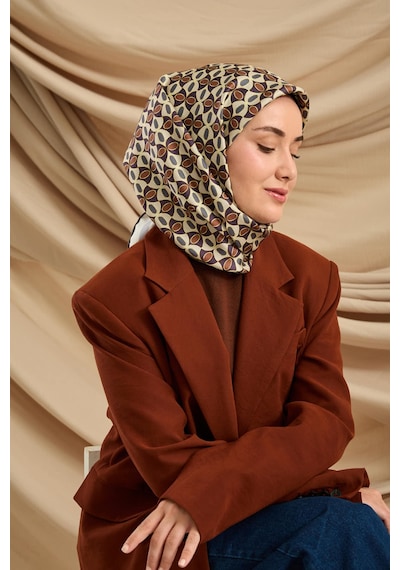 Silk Home Twill İpek Eşarp 11481-07 Bej, Mor, Kahverengi, Petrol Mavi