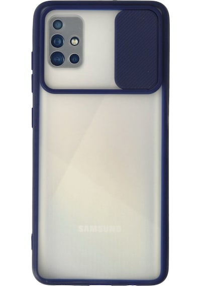 Samsung Galaxy  Uyumlu,  A71 Kılıf Palm Buzlu Kamera Sürgülü Silikon - Lacivert