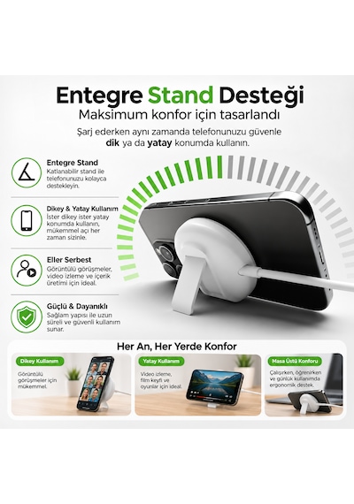 Sbs Qi2 15w Magsafe Uyumlu Kablosuz Şarj Standı Entegre Usb-c Kablo Katlanabilir Stand Manyetik Kablosuz Şarj Cihazı Beyaz Sbs Qi2 15w Magsafe Uyumlu Kablosuz Şarj Standı Entegre Usb-c Kablo Katlanabilir Stand Manyetik Kablosuz Şarj Cihazı Beyaz