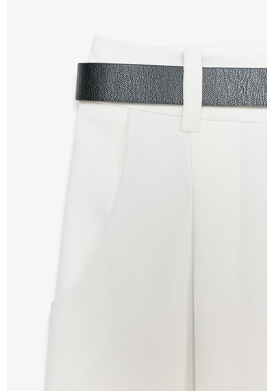 Açelyaokcu Premium Vento Orta Bel Kısa Paça Lycra Pantolon Beyaz