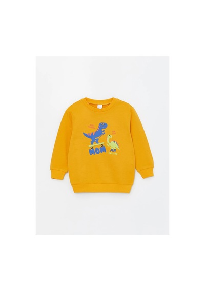 LC Waikiki Bisiklet Yaka Uzun Kollu Baskılı Erkek Bebek Sweatshirt Yellow
