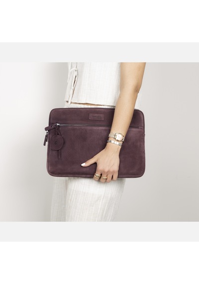 Burgundy Still Hakiki Süet Deri 15-16 İnç Macbook Uyumlu/laptop Kılıfı Bordo